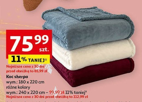 Koc sherpa 240 x 220 cm promocja w Auchan