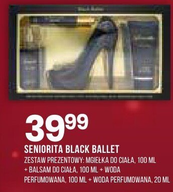 Perfumy Senorita Black Ballet zestaw prezentowy msielka do ciała + balsam do ciała + woda perfumowana + woda perfumowana promocja w Drogerie Natura