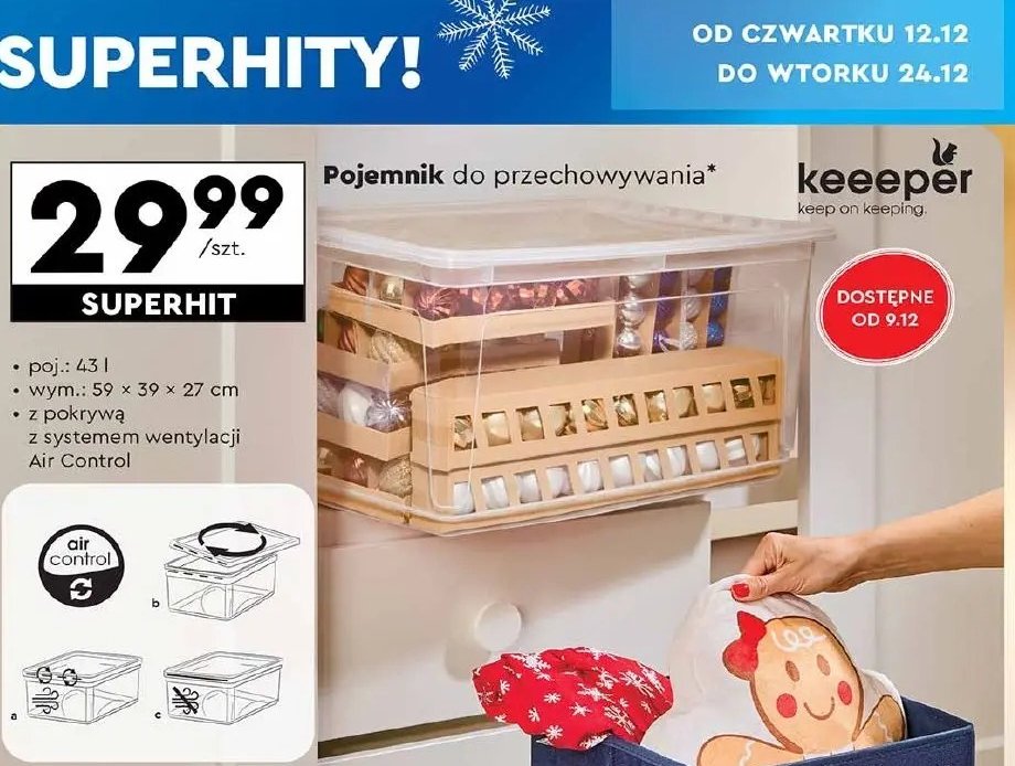 Pojemnik do przechowywania 59 x 39 x 27 cm Keeeper promocja w Biedronka