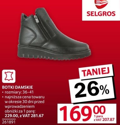Botki damskie rozmiary: 36-40 promocja w Selgros