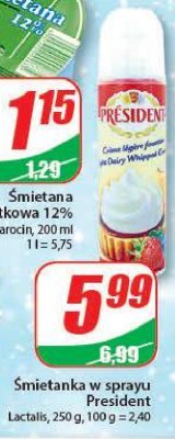 Bita śmietana w sprayu President promocja