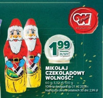 Mikołaj czekoladowy Wolność promocja w Stokrotka