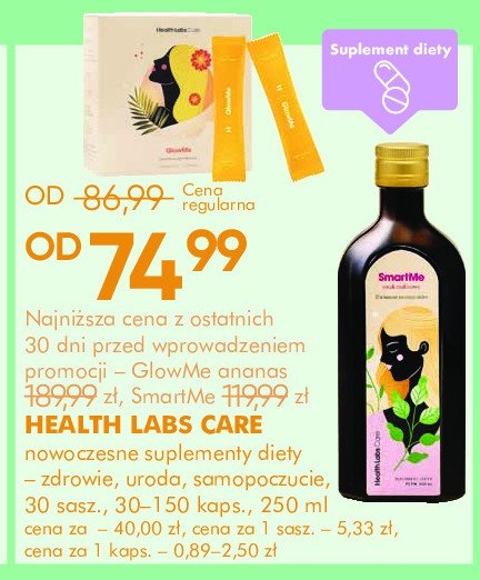 Suplementy diety HEALTH LABS CARE GLOW ME promocja