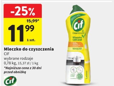 Mleczko do czyszczenia wybrane rodzaje 0,78 kg CIF promocja w Intermarche
