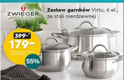 Zestaw garnków Virtu ZWIEGER, 6 el., ze stali nierdzewnej promocja w Biedronka