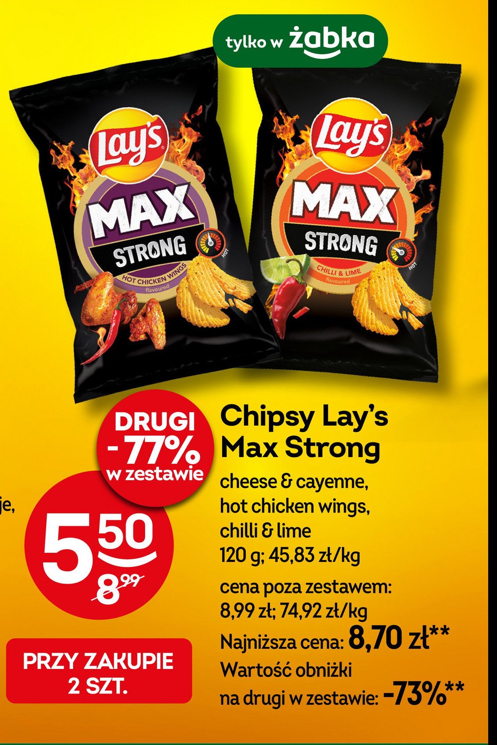 Chipsy hot chicken wings Lay's max strong promocja