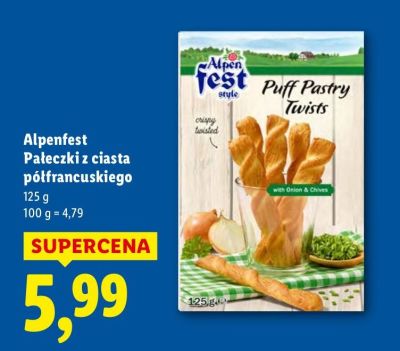 Paleczki Alpenfest z ciasta półfrancuskiego promocja w Lidl