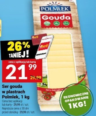 Ser gouda w plastrach Polmlek, 1 kg promocja w Twój Market