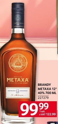 Brandy Metaxa 12* 40% 700 ml promocja w Selgros