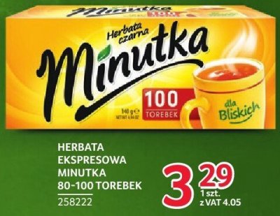 Herbata ekspresowa Minutka 80-100 torebek promocja w Selgros