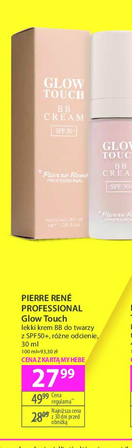 Krem do twarzy spf50 02 natural Pierre rene glow touch promocja