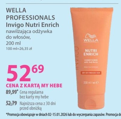 Odżywka WELLA PROFESSIONALS Invigo Nutri Enrich nawilżająca odżywka do włosów promocja w Hebe