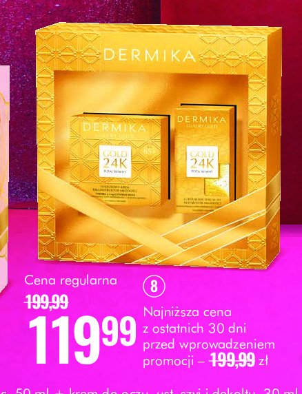 Zestaw w banderoli gold 24k: krem rekonstruktor młodości 65+ 50 ml + krem-maska nocne odmładzanie 50 ml Dermika zestaw promocja