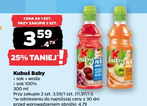 Sok jabłko-marchew Kubuś baby promocja w Netto