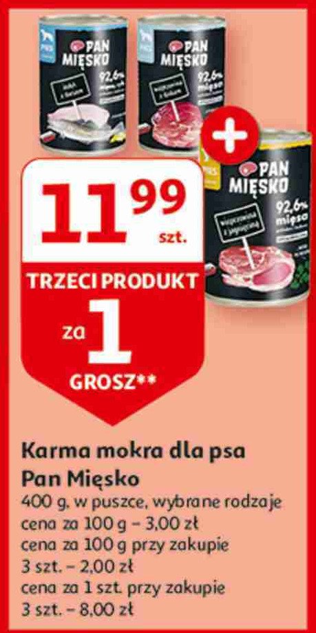 Karma dla psa wieprzowina z jagnięciną Pan mięsko promocja w Biedronka