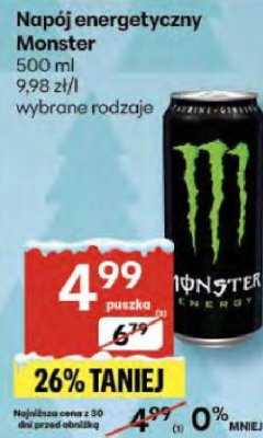 Napój energetyczny Monster wybrane rodzaje promocja w Delikatesy Centrum