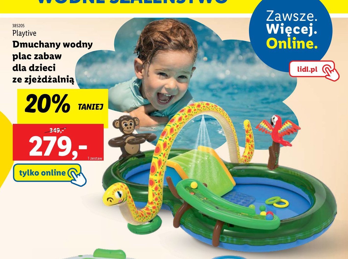 Wodny plac zabaw ze zjeżdżalnią Playtive promocja