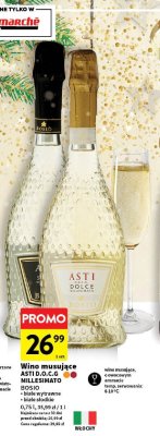 Wino musujące Asti D.O.C.G Millesimato Bosio białe wytrawne promocja w Intermarche