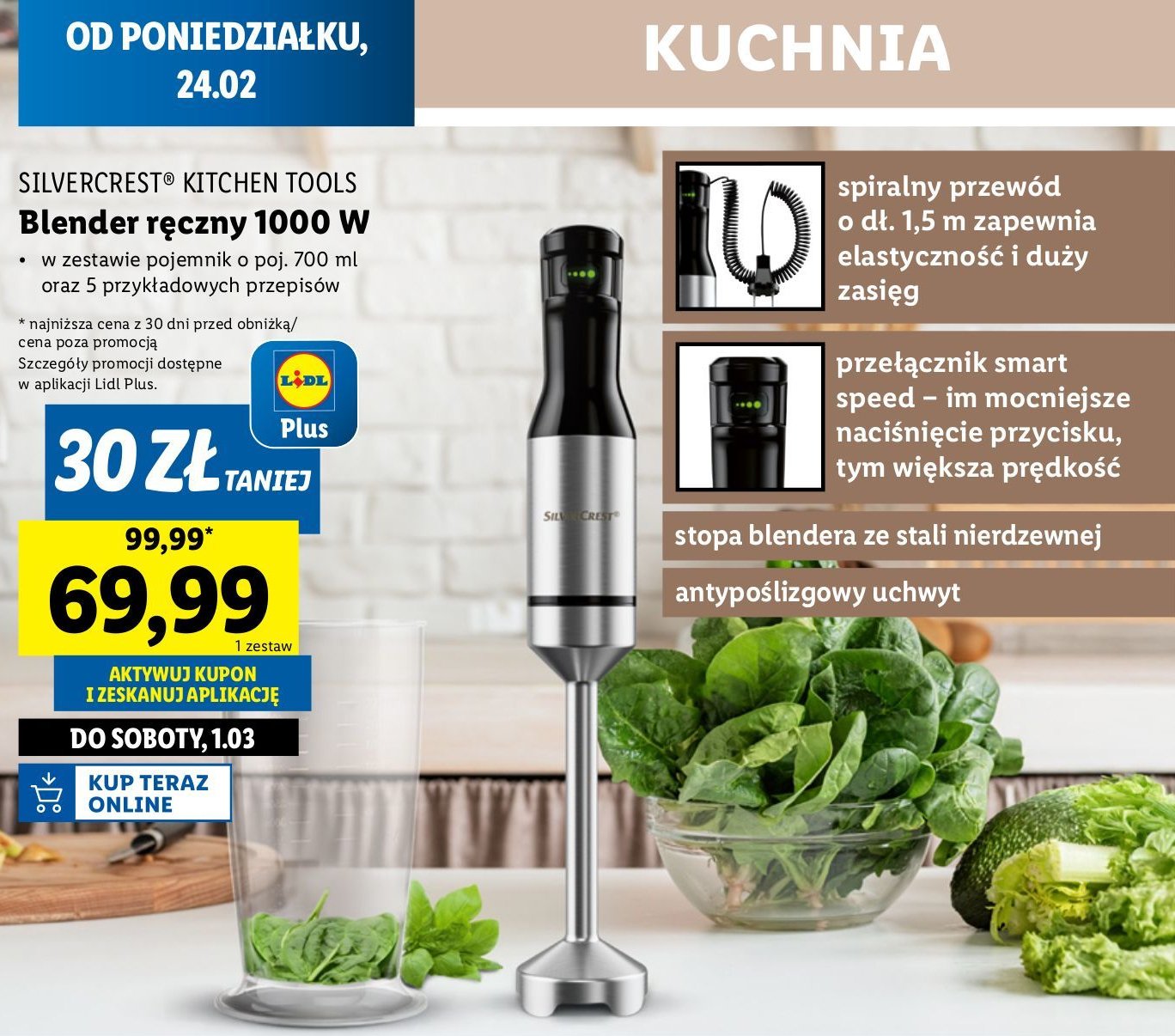 Blender ręczny 1000w Silvercrest promocja w Lidl