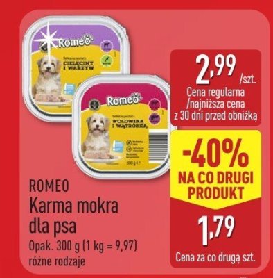 Karma mokra dla psa ROMEO różne rodzaje promocja w Aldi