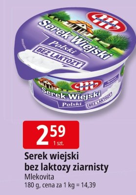 Serek wiejski bez laktozy ziarnisty Mlekovita promocja w Leclerc