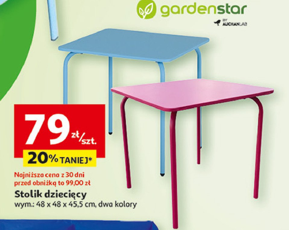 Stolik dziecięcy 48 x 48 cm Garden star promocja w Auchan