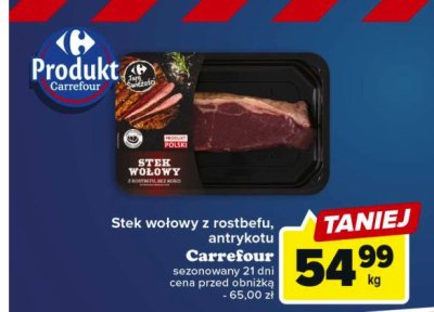 Stek wołowy z antrykotu Carrefour targ świeżości promocja