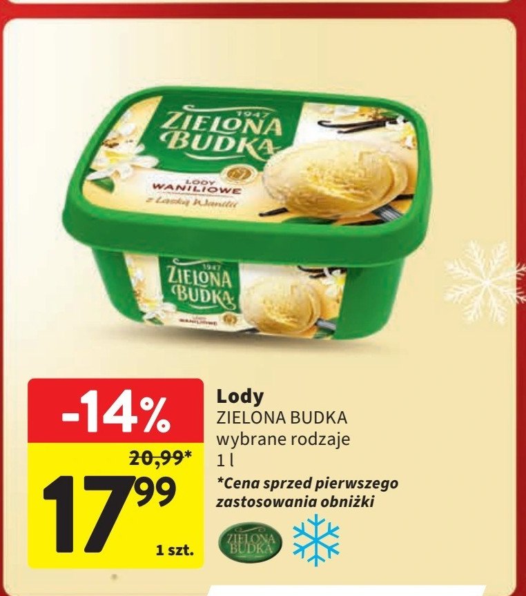 Lody waniliowe z laską wanilii Zielona budka promocja w Intermarche