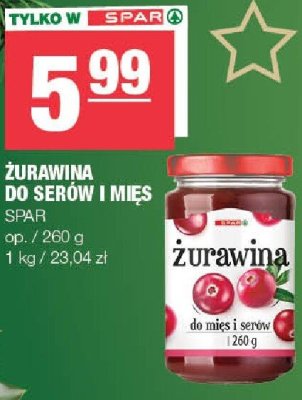 Żurawina do serów i mięs SPAR promocja w SPAR