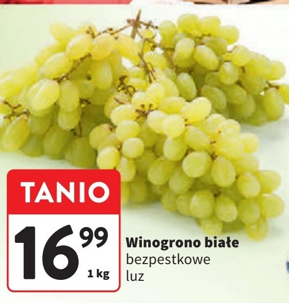 Winogrona białe bezpestkowe promocja w Intermarche