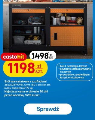 Stół warsztatowy z szufladami Magnusson 160 x 60 x 87 cm promocja w Castorama