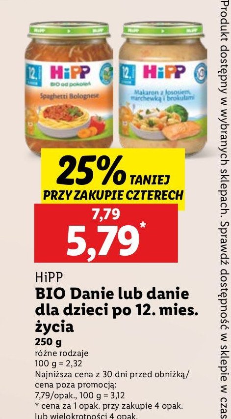 Makaron z łososiem marchewką i brokułami Hipp promocja w Lidl