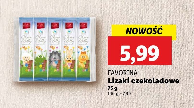 Lizaki czekoladowe Favorina promocja w Lidl