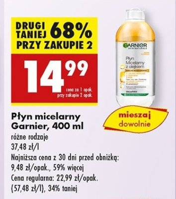 P艂yn micelarny z olejkiem arganowym Garnier skin naturals promocja