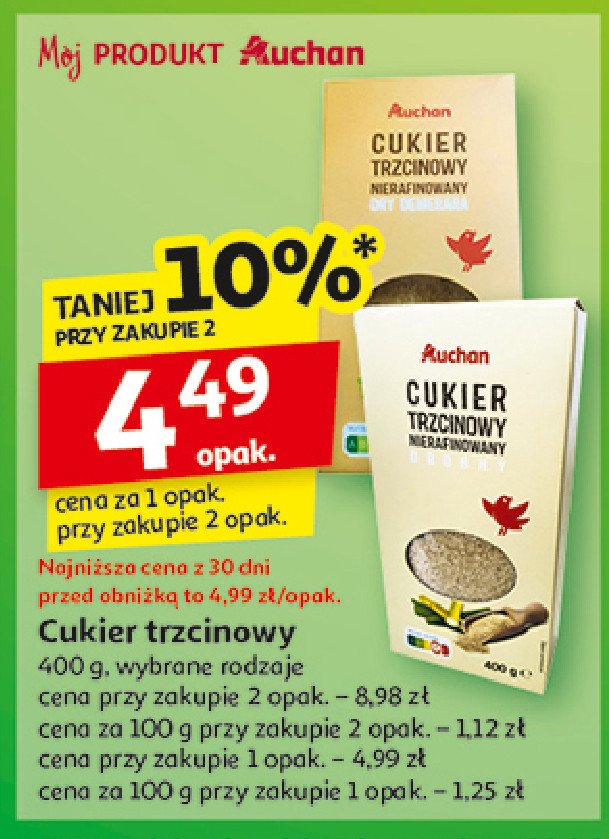 Cukier trzcinowy demerara nierafinowany Auchan promocja