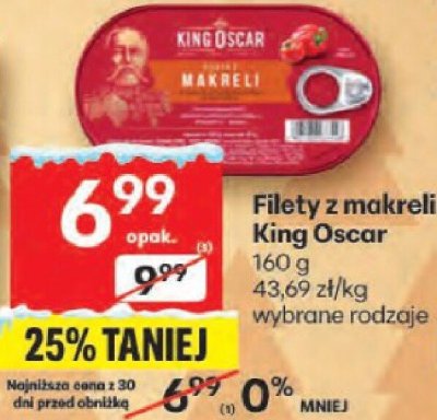Filety z makreli King Oscar wybrane rodzaje promocja w Delikatesy Centrum