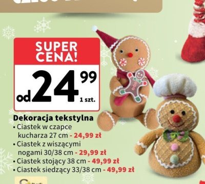 Dekoracja tekstylna - Ciastek w czapce kucharza 27 cm promocja w Intermarche