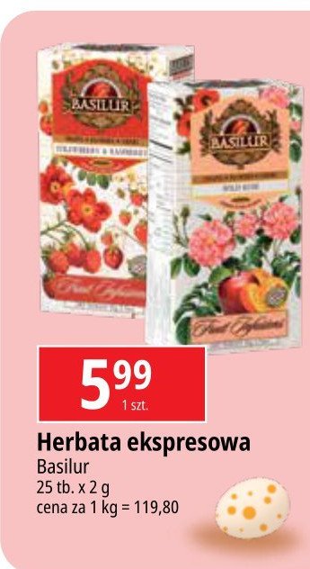 Herbata strawberry & raspberry BASILUR FRUIT INFUSIONS promocja