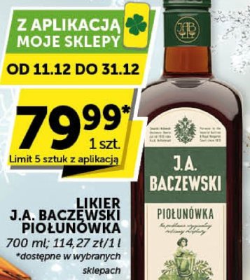 Likier J.A. Baczewski Piołunówka promocja w ABC