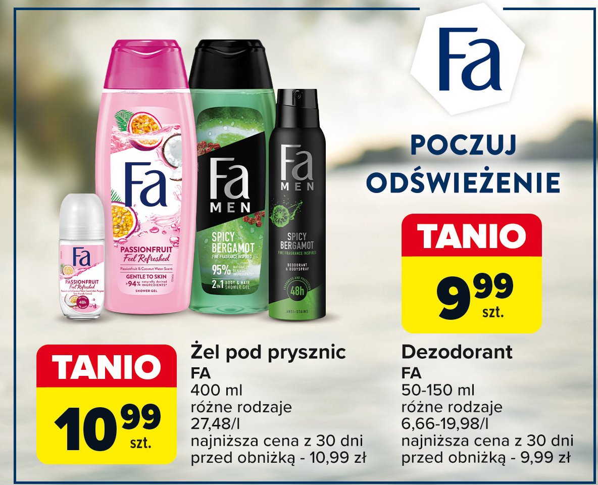 Żel pod prysznic Fa men spicy bergamot promocja w Carrefour