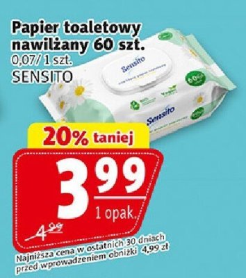 Papier toaletowy nawilżany SENSITO promocja w Prim Market