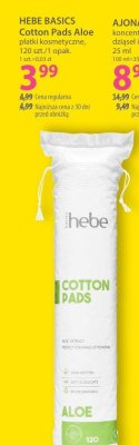 Płatki kosmetyczne HEBE BASICS Cotton Pads Aloe promocja w Hebe