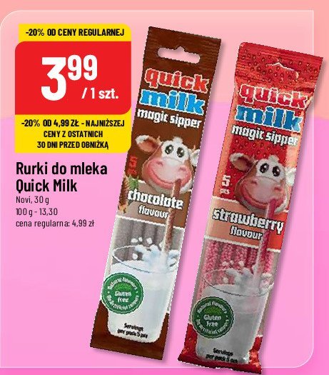 S艂omka do mleka truskawkowa Quick milk promocja