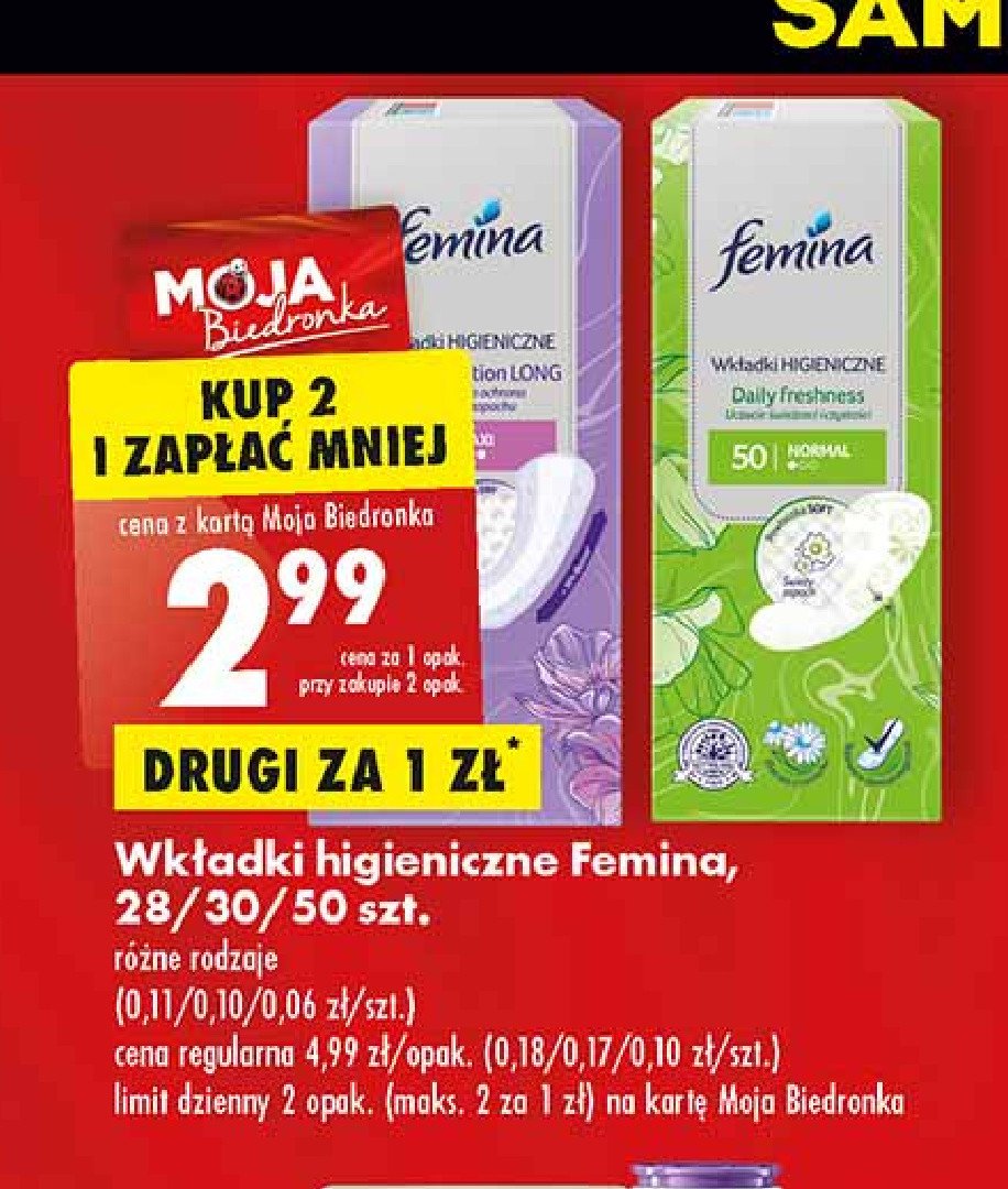 Wkładki higieniczne total protection long Femina classic promocje