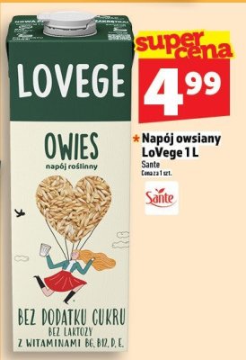 Napój owsiany LoVege 1 L napój roślinny Sante promocja w TOPAZ