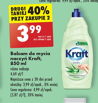 Płyn do mycia naczyń aleosowy Kraft promocja w Biedronka