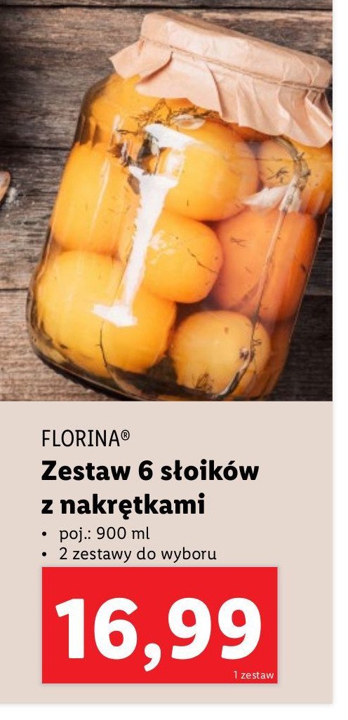 Komplet słoików z nakrętkami poj. 900 ml Florina (florentyna) promocja