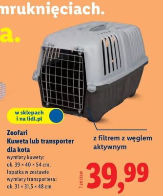 Zoofari Kuweta lub transporter dla kota z filtrem z węglem aktywnym promocja w Lidl