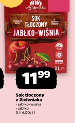 Sok tłoczony z Zieleniaków jabłko-wiśnia promocja w Netto