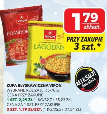 Zupa błyskawiczna Vifon Pomidor, Łagodny wybrane rodzaje, 65-70 g promocja w Top Market